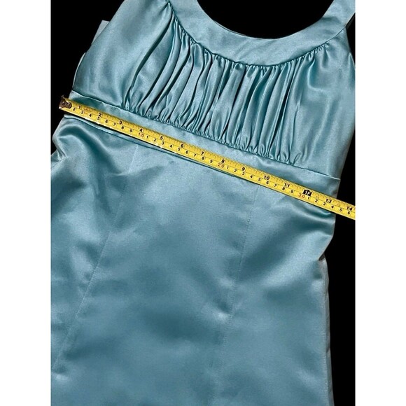 David’s Bridal JB3555 Junior Bridesmaid A-line Gown Pool Blue Aqua Sz 12 - Picture 9 of 10